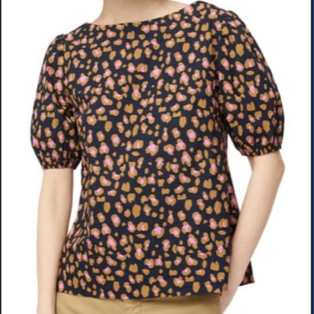 J.Crew Marlene leopard print puff sleeve blouse.